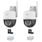 Sistem supraveghere Wi-Fi Uniarch, 2 camere rotative, 3MP, IR 30m, Lumina Alba 10m, Audio bidirectional, Accesorii incluse SafetyGuard Surveillance