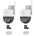 Sistem supraveghere Wi-Fi Uniarch, 2 camere rotative, 3MP, IR 30m, Lumina Alba 10m, Audio bidirectional, Accesorii incluse SafetyGuard Surveillance
