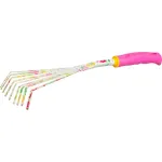 Greblă mică de grădină Strend Pro roz, cu dinți curbați, Ladies Line