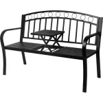 Bancă de grădină PEGI din metal cu măsuță centrală, 127x53x84 cm