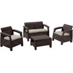 Set mobilier terasă Keter Corfu 4 piese, maro/oat, cu perne