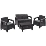 Set mobilier terasă Allibert Corfu, 4 piese, grafit/cool gray, ratan