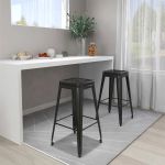 Scaune de bar stivuibile, 2 buc., negru, metal GartenMobel Dekor