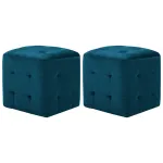 Noptiere, 2 buc., albastru, 30x30x30 cm, țesătură din catifea GartenMobel Dekor