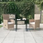 Set de mobilier de grădină, cu perne, 3 piese, bej GartenMobel Dekor