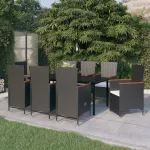 Set mobilier de grădină cu perne, 9 piese, negru GartenMobel Dekor
