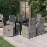 Set de mobilier pentru grădină, cu perne, 7 piese, gri GartenMobel Dekor