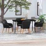 Set masă pentru grădină, 5 piese, cu perne, negru GartenMobel Dekor