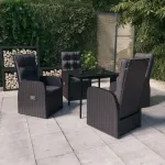 Set masă pentru grădină, 5 piese, cu perne, negru GartenMobel Dekor