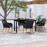 Set masă pentru grădină, 5 piese, cu perne, negru GartenMobel Dekor