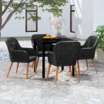 Set masă pentru grădină, 5 piese, cu perne, negru GartenMobel Dekor