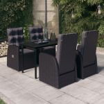 Set masă pentru grădină, 5 piese, cu perne, negru GartenMobel Dekor