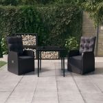 Set mobilier de grădină cu perne, 3 piese, negru GartenMobel Dekor