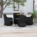 Set masă pentru grădină, 5 piese, cu perne, negru GartenMobel Dekor