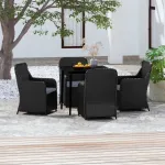 Set masă pentru grădină, 5 piese, cu perne, negru GartenMobel Dekor