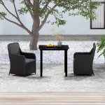 Set mobilier de grădină cu perne, 3 piese, negru GartenMobel Dekor