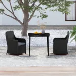 Set mobilier de grădină cu perne, 3 piese, negru GartenMobel Dekor