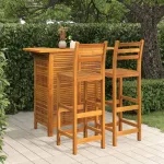 Set mobilier de bar de grădină, 3 piese, lemn masiv de acacia GartenMobel Dekor