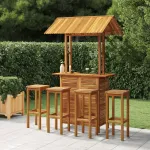 Set mobilier de bar de grădină, 5 piese, lemn masiv de acacia GartenMobel Dekor