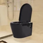 Vas toaletă cu montare pe perete, ceramică, negru GartenMobel Dekor