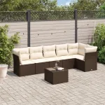 Set canapele de grădină cu perne, 7 piese, maro, poliratan GartenMobel Dekor