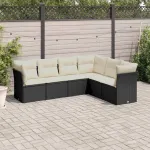 Set mobilier de grădină cu perne, 6 piese, negru, poliratan GartenMobel Dekor