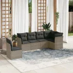 Set mobilier grădină cu perne, 6 piese, gri, poliratan GartenMobel Dekor
