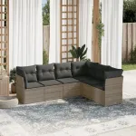 Set mobilier grădină cu perne, 6 piese, gri, poliratan GartenMobel Dekor