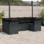 Set mobilier de grădină cu perne, 6 piese, negru, poliratan GartenMobel Dekor