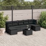 Set mobilier de grădină cu perne, 8 piese, negru, poliratan GartenMobel Dekor