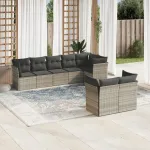 Set mobilier de grădină cu perne, 8 piese gri deschis poliratan GartenMobel Dekor