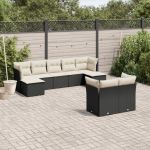 Set mobilier de grădină cu perne, 9 piese, negru, poliratan GartenMobel Dekor