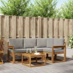 Set de canapele de exterior 5 pcs Gri natural și deschis GartenMobel Dekor