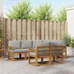 Set de canapele de exterior 7 pcs Gri natural și deschis GartenMobel Dekor