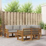 Set de canapele de exterior 7 pcs Gri natural și deschis GartenMobel Dekor