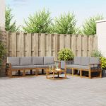 Set de canapele de exterior 8 pcs Gri natural și deschis GartenMobel Dekor