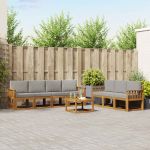 Set de canapele de exterior 8 pcs Gri natural și deschis GartenMobel Dekor