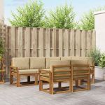 Set de canapele de exterior cu pernă 7 pcs Natural și Bej GartenMobel Dekor