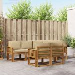Set de canapele de exterior cu pernă 7 pcs Natural și Bej GartenMobel Dekor