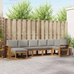 Set de canapele de exterior 7 pcs Gri natural și deschis GartenMobel Dekor