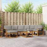 Set de canapele de exterior 8 pcs Gri natural și deschis GartenMobel Dekor
