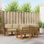 Set de canapele de exterior cu pernă 7 pcs Natural și Bej GartenMobel Dekor