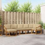 Set de canapele de exterior cu pernă 7 pcs Natural și Bej GartenMobel Dekor