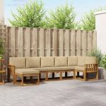 Set de canapele de exterior cu pernă 7 pcs Natural și Bej GartenMobel Dekor