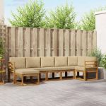 Set de canapele de exterior cu pernă 7 pcs Natural și Bej GartenMobel Dekor