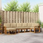 Set de canapele de exterior cu pernă 7 pcs Natural și Bej GartenMobel Dekor