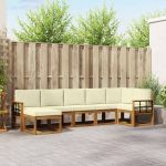 Set de canapele de exterior cu pernă 7 pcs Natural și Crem GartenMobel Dekor