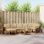 Set de canapele de exterior cu pernă 8 pcs Natural și Bej GartenMobel Dekor