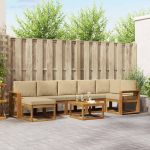Set de canapele de exterior cu pernă 8 pcs Natural și Bej GartenMobel Dekor