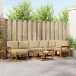 Set de canapele de exterior cu pernă 8 pcs Natural și Bej GartenMobel Dekor